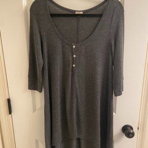 Grey Ecote High-Low Button Front Sweater Dress, Size M